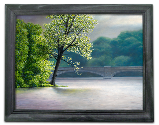 Oil Painting of Carnegie Lake, Princeton, New Jersey